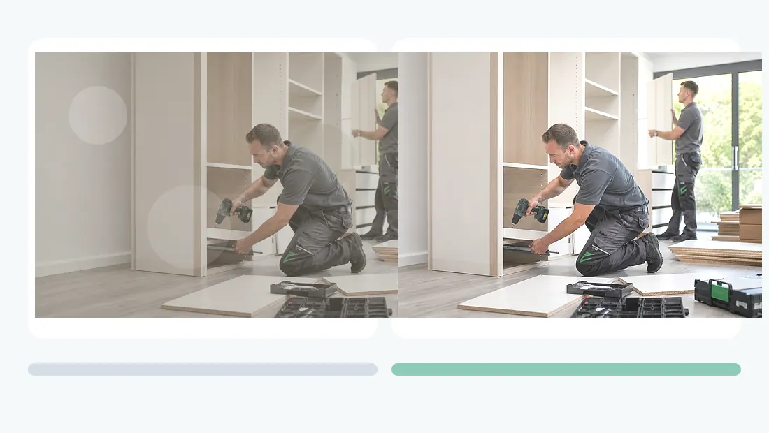 Vorher-Nachher Servicebild für Montage- und Reparaturservice